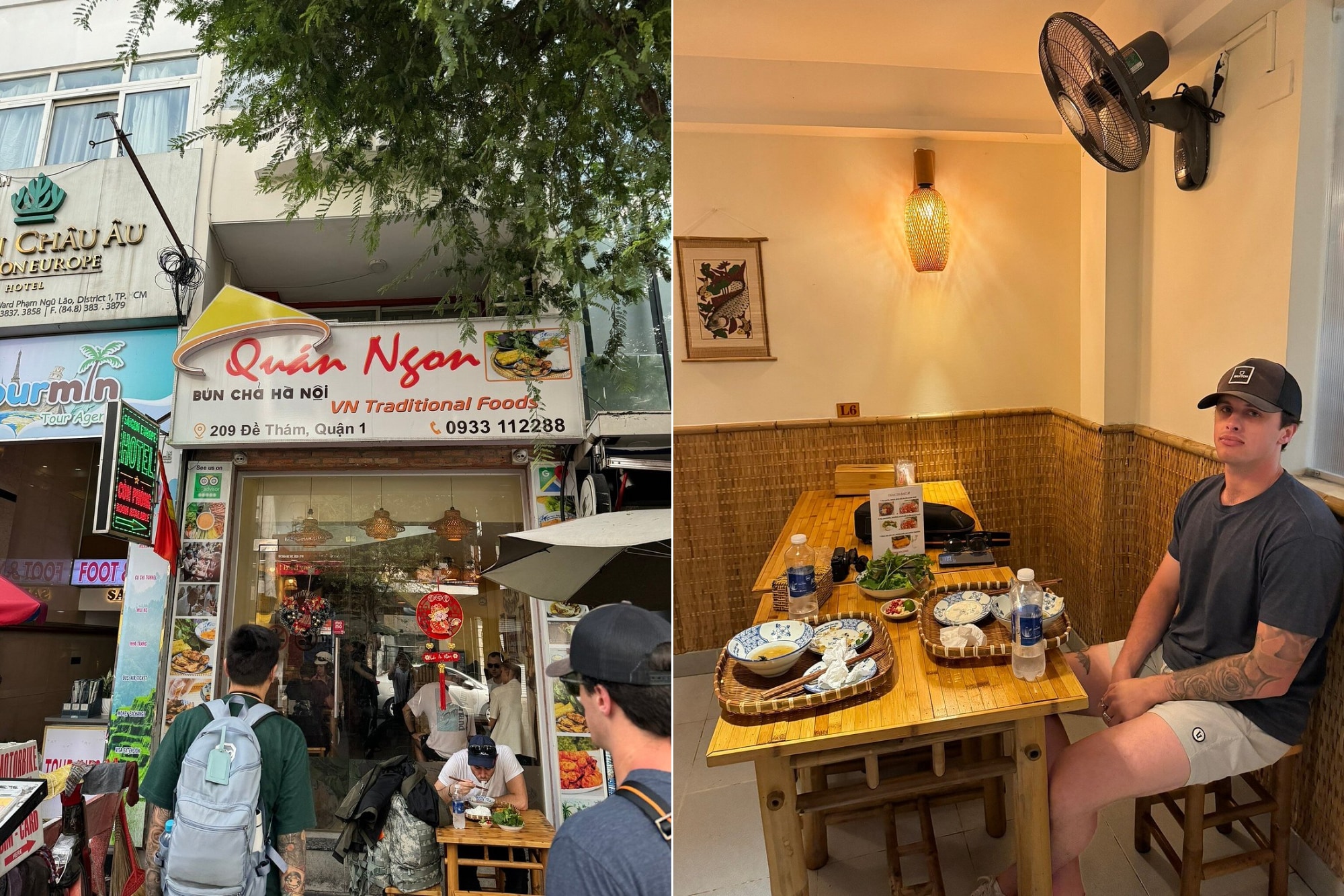 The space at Quan Ngon - Bun Cha Ha Noi is small and cozy, nestled along the bustling De Tham Street 